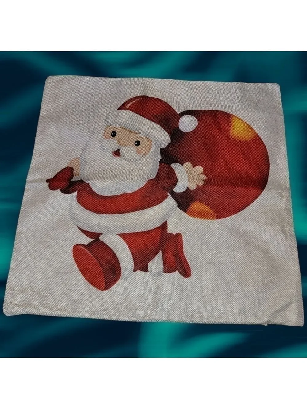 𝅺CHRISTMAS Canvas Pillow Covers 18x18 Inch Set Of 2 Santa Throw Snow New T49